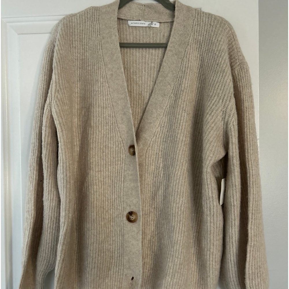 Altar’d state button up sweater beige NWT size small